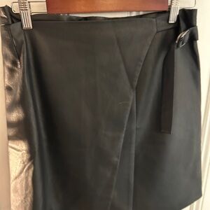 BCBGMaxAzria Black Faux Leather Mini Wrap Skirt